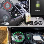 Cup Holder 2 port Cigarette Lighter charger socket splitter/adapter w. 2 x USB ports (2.1A+1.0A) Fouring DA-846 (Korea)